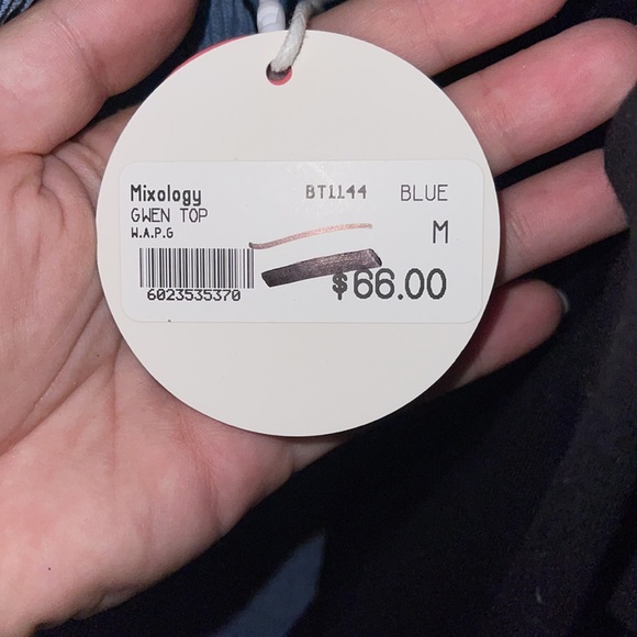 Cropped blue long sleeve top v neck - Picture 2 of 2